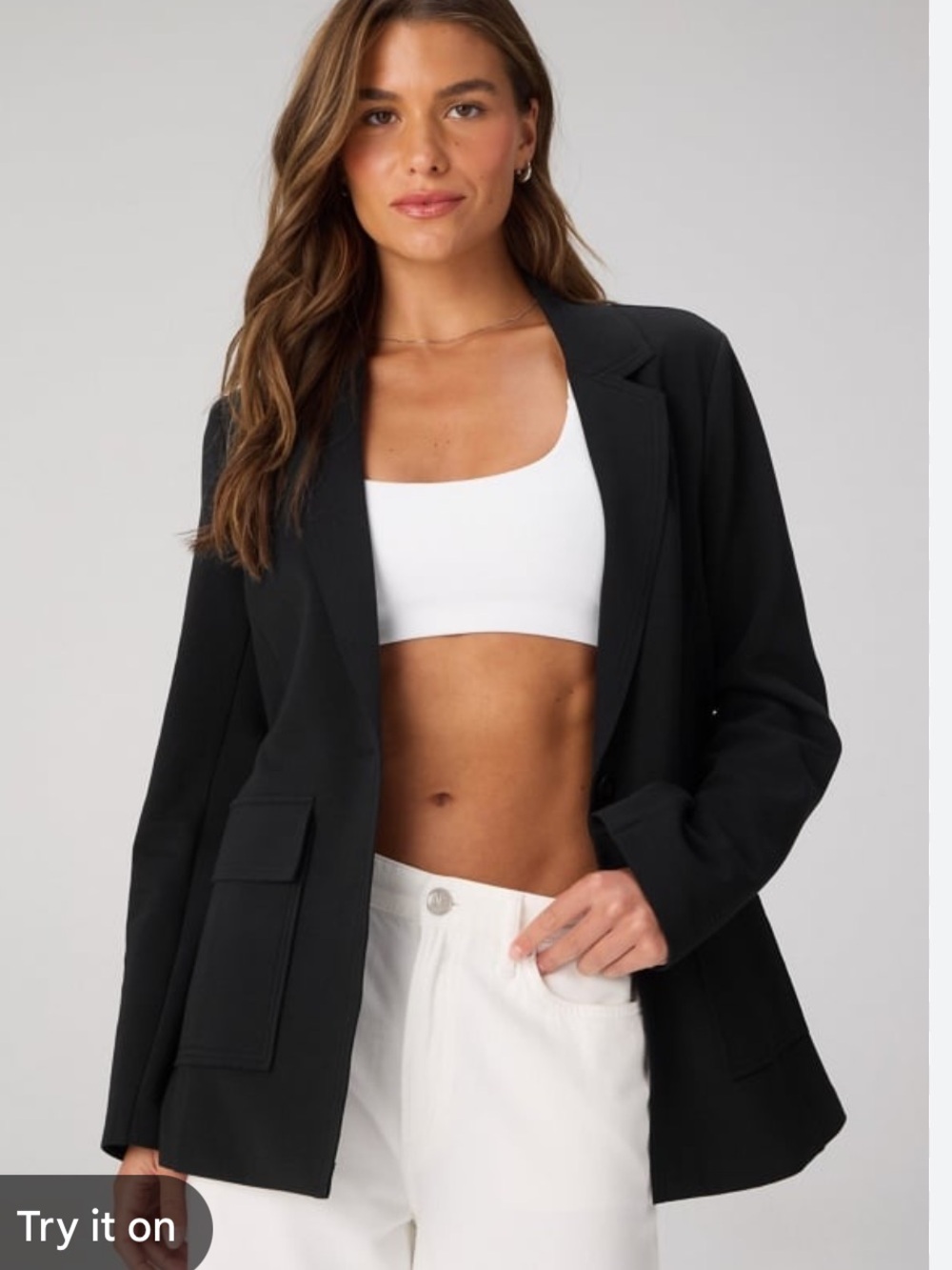 Fabletics Black Single-Button Oversized Women's Blazer